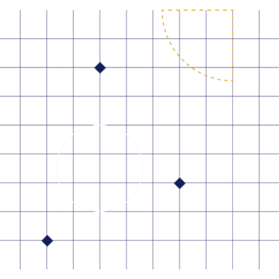 Animation of random shapes in a grid