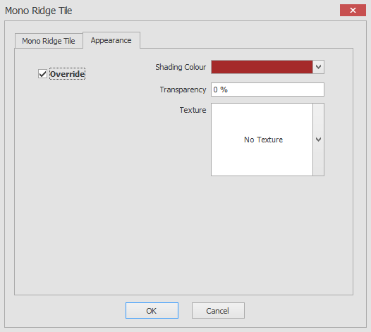 Create mono ridge tile appearance checked