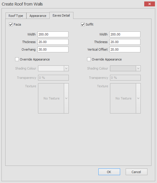 Create roof from walls eaves detail